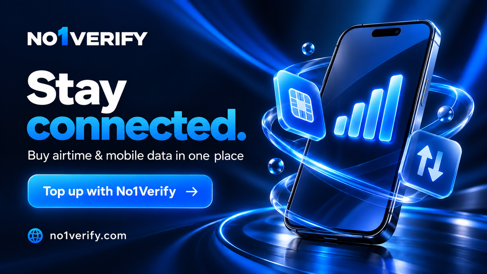 No1Verify advertisement: Airtime and data, made simple.